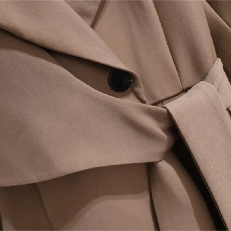 Autunno nuove donne vestono colletto dentellato Slim Blazer kaki 2024 abiti moda coreana per le donne bottoni cintura di lusso abbigliamento donna