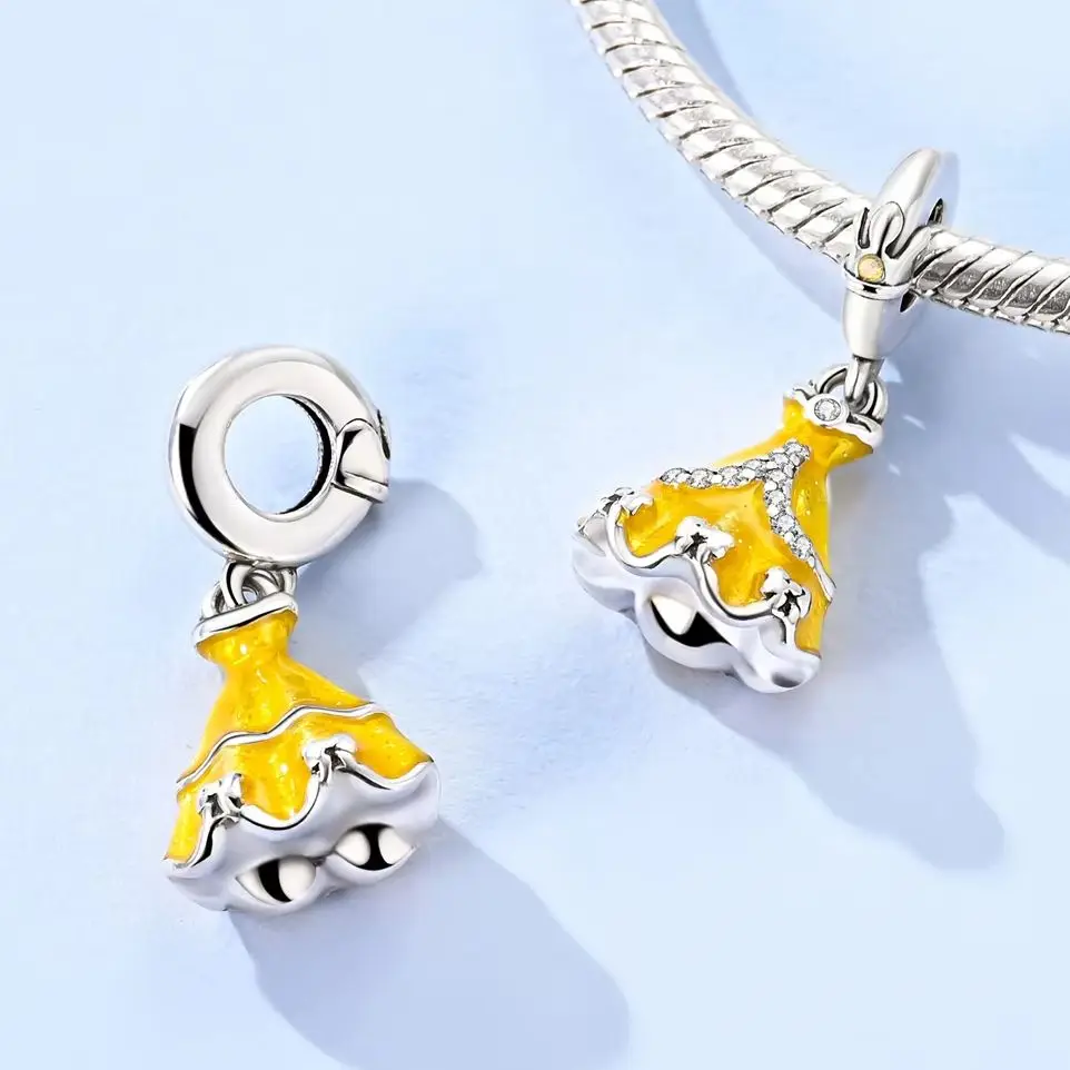 

Princess Dress 925 Sterling Silver Dangle Charm Fit Original Bracelet Making For Woman Fine Jewelry
