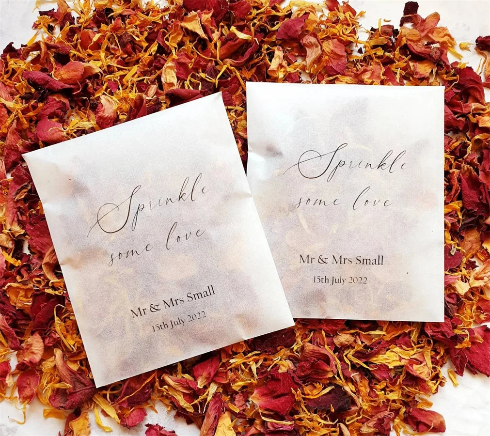 

25PCS Biodegradable Confetti. Personalised Printed Pre filled packets. Wedding confetti. Petal confetti. Confetti Packets