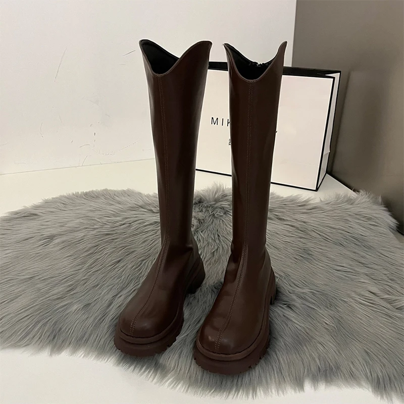 

High Boots for Women Platform Fashion Dress Shoes Designer Knee High Chelsea Botas 2025 Winter Casual Short Boots Para Mujer