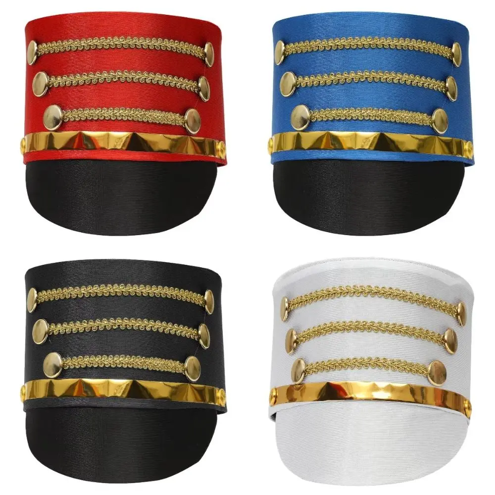 

Hat-nutcrackers Marching Band Hat Cosplay Show Skin-friendly Drum Major Master Hats Gold Trim Strips Themed Party