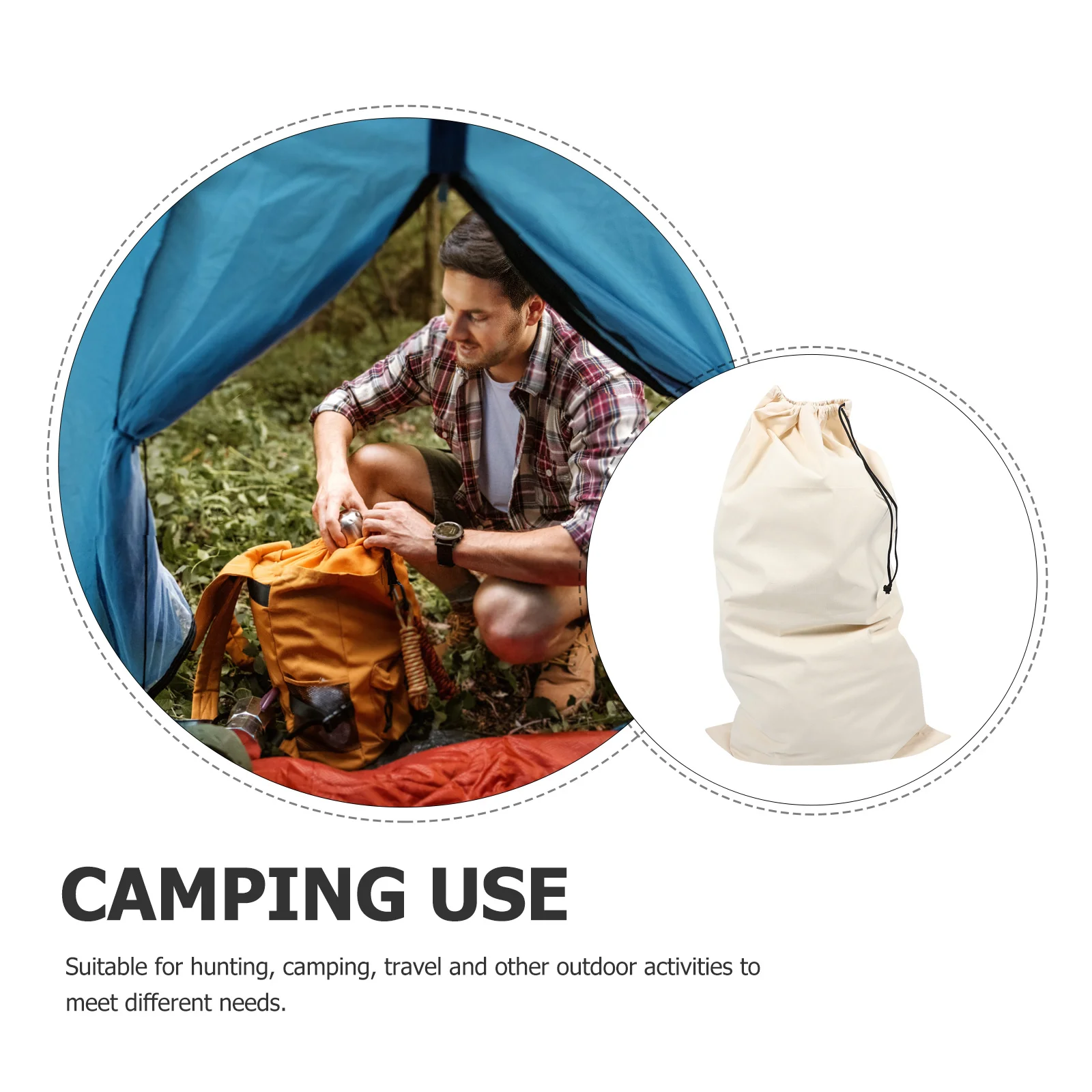 

Large Capacity Canvas Drawstring Bag for Camping Travel Storage Organizer Outdoor Activities Multipurpose Laundry Sundries Pouch