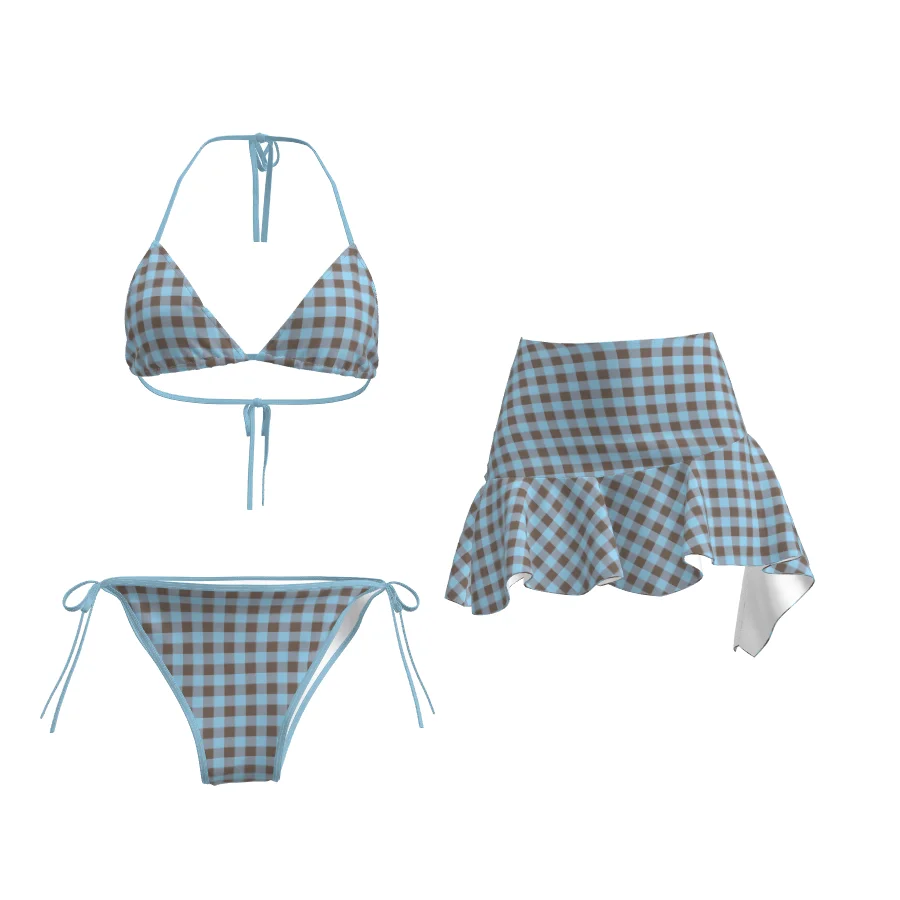 

Sexy Bikini for Women with Skirt Neck Hanging Design Beach Vacation Thermal Swimming Costume Photography Outfit Female