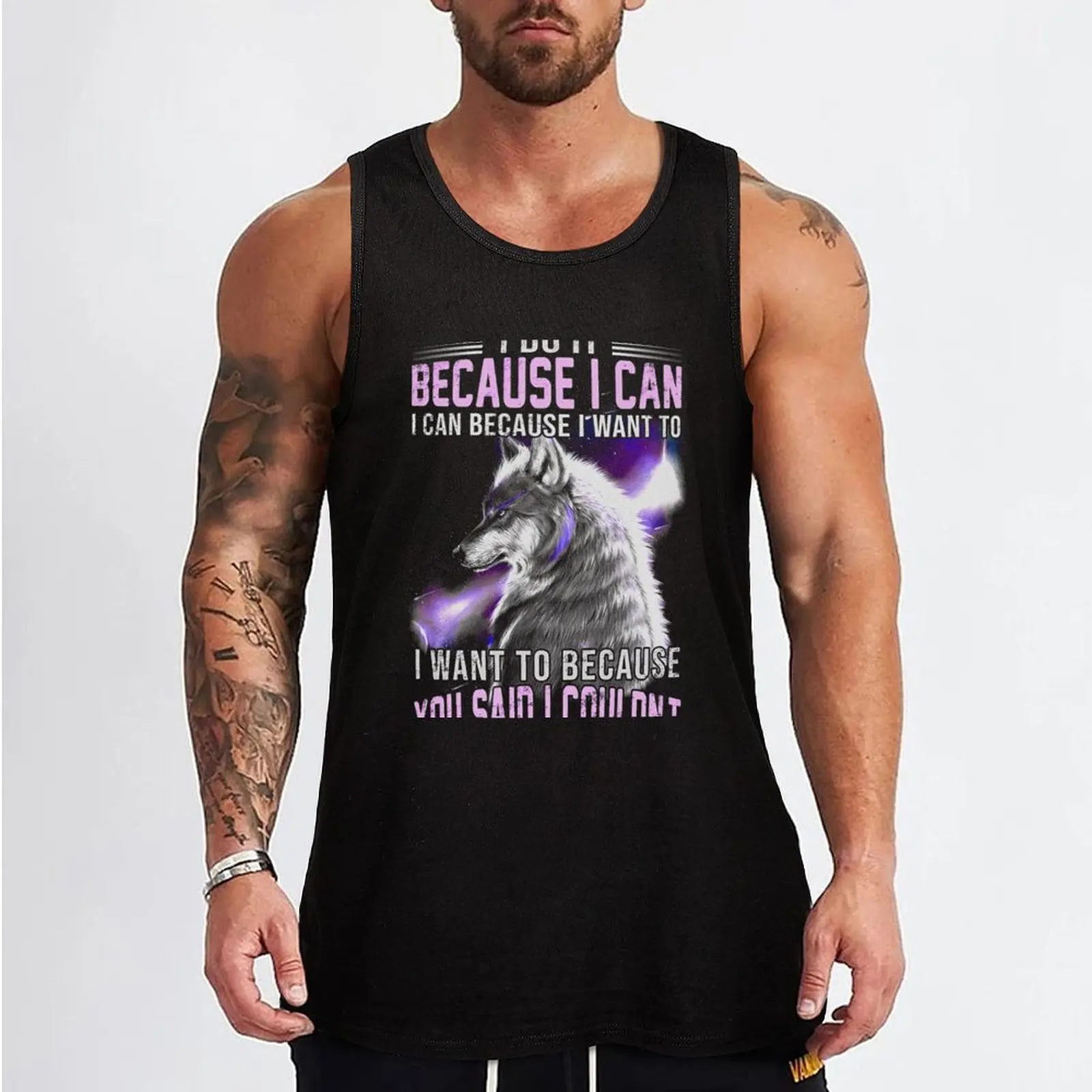 I do it because I can. I can because want to Tank Top sleeveless gym shirt man fitness men clothings