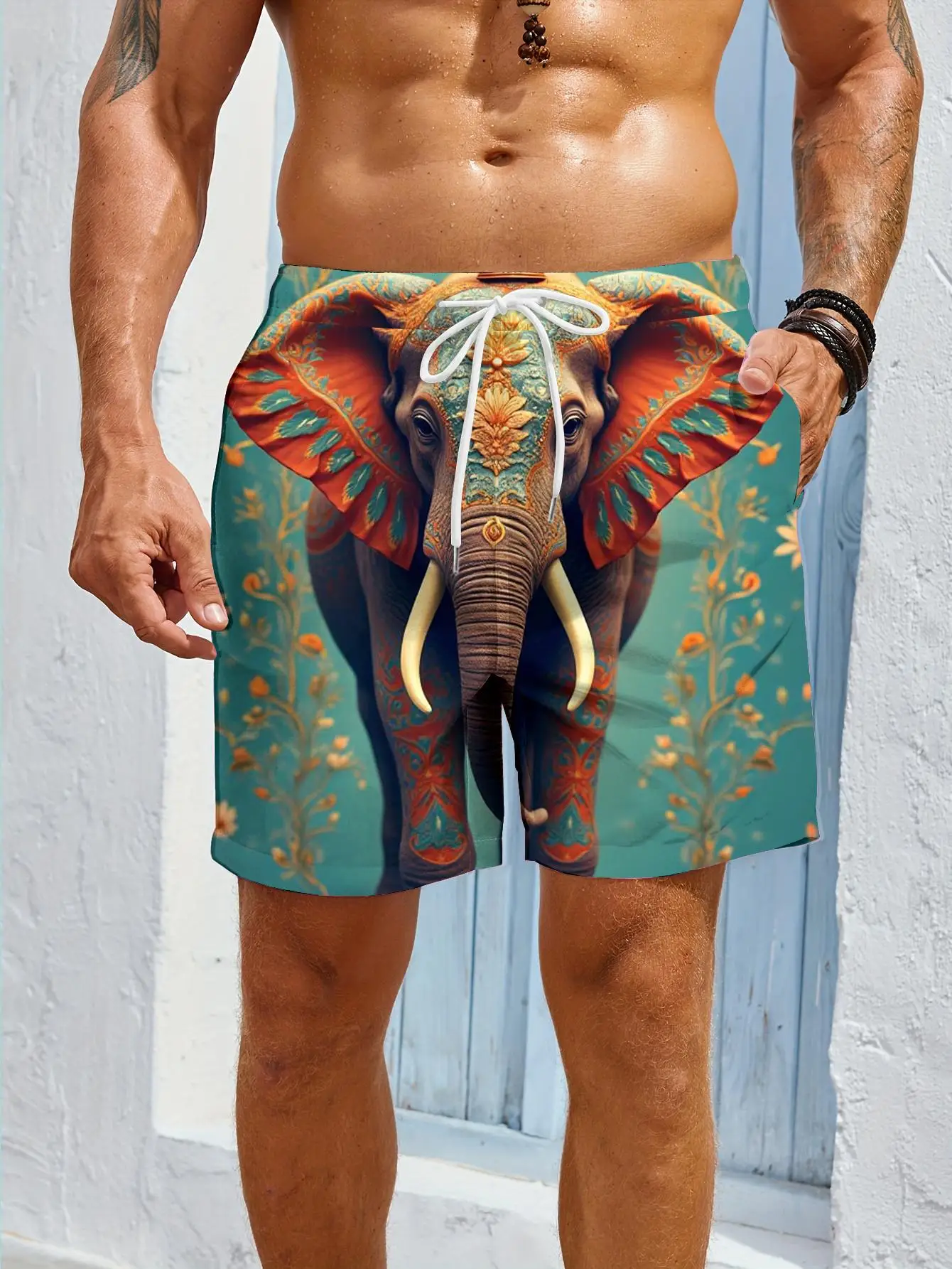 1pcs Men's Short swim trunks2026 Summer 3D Printed Short sleeve Quick drying Breathable Polyester running Pants