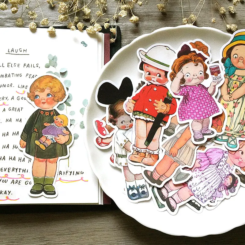 19pcs Vintage doll stickers handbook Stickers DIY Craft Photo Albums Sticker/Scrapbooking Stickers