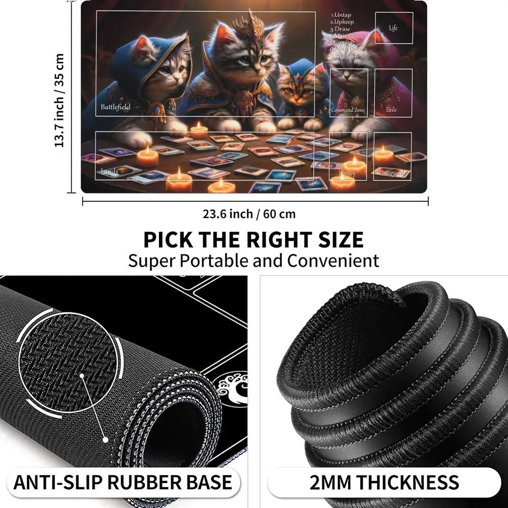 لوحة ماوس على شكل قطة، لوحة ماوس للألعاب MTG TCG CCG، حصيرة لعب الألعاب، وسادات مبارزة للمبتدئين، معارك البطاقات، لوحة مكتب للألعاب