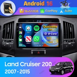 Android 16 Car Radio For Toyota Land Cruiser 11 200 2007 2008 - 2015 Carplay Auto Multimedia Player Video DVD WIFI+4G Stereo DSP