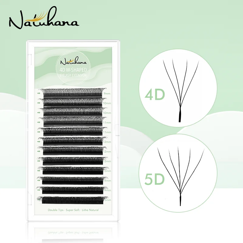 NATUHANA W-Shaped 4D 5D Volume Eyelash Extensions Premade Volume Fans W Shape Lashes Naturalne miękkie sztuczne rzęsy do makijażu