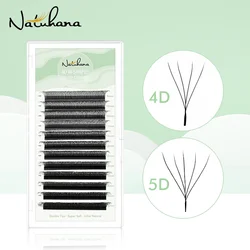 NATUHANA W-Shaped 4D 5D Volume Eyelash Extensions Premade Volume Fans W Shape Lashes Natural Soft False Eyelashes for Makeup