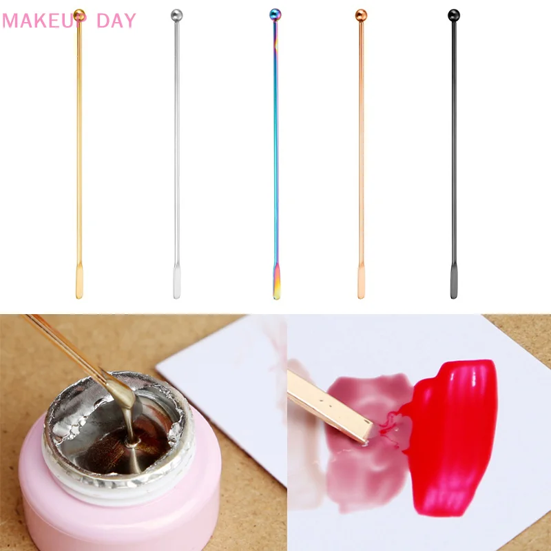 1Pc Steel Nail Art Stirring Rod Gel Picker Tool For Powder Liquid Glue Rhinestone Acrylic UV Gel Mixing DIY Jewelry Accessories