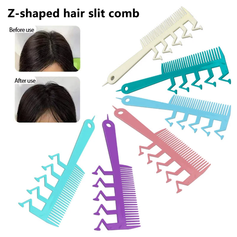 1PCS Fluffy Hair Root Comb Hair Styling Comb Home Use Dry & Wet Dual-purpose Hollow Pointed Tail Comb Z-shaped