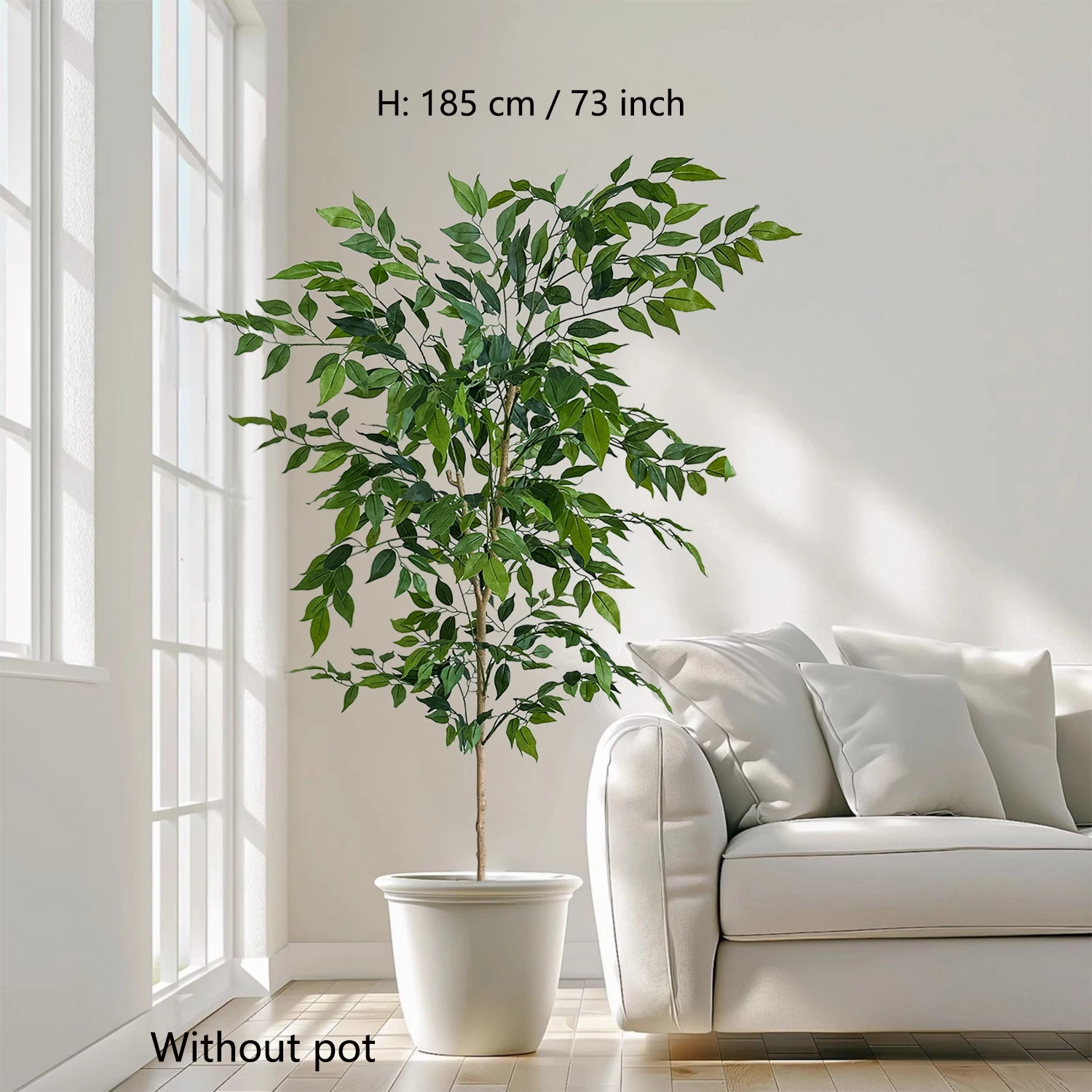 125-185cm Artificial Ficus Tree plant With Natural Trunk Silk Fake leaves Ornamental indoor Faux Plant for Home Wedding  Decor