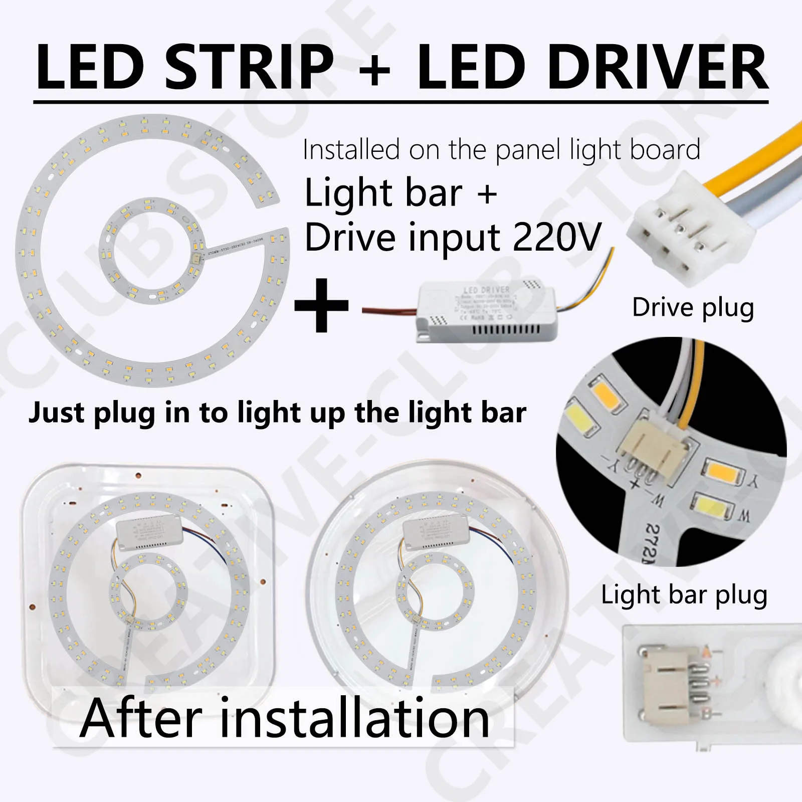 Ceiling Light Replacement Led Module AC 220V Led Panel 48W 60W 72W Round Led Light Board Energy Saving Module For Ceiling Lamps