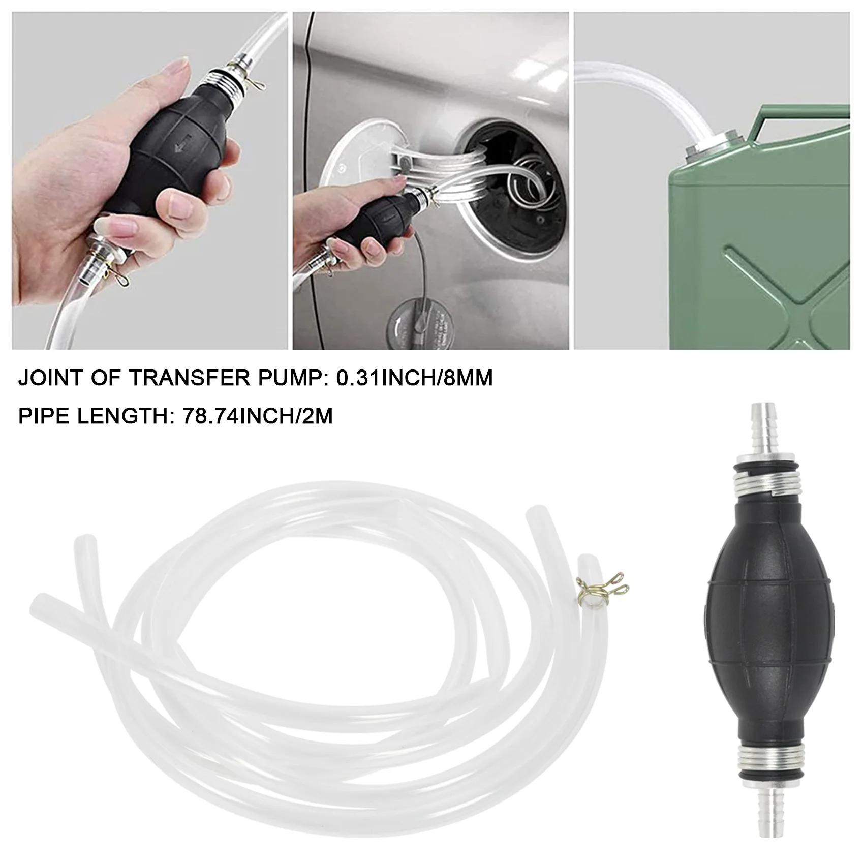 Durable-8Mm Hand Pump,Fuel Liquid Transfer Pump Manual Hand Pump Suction Oil Water Petrol Fuel Liquid Transfer Pump Pipe With 2M view 3
