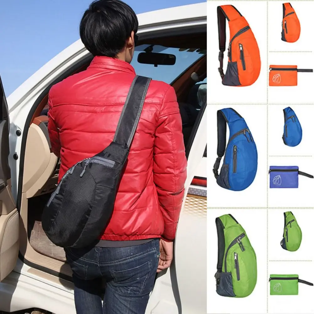 

Durable Foldable Sport Messenger Bag Polyester Solid Color Chest Pack Waterproof Single Shoulder Bag Outdoor Hiking