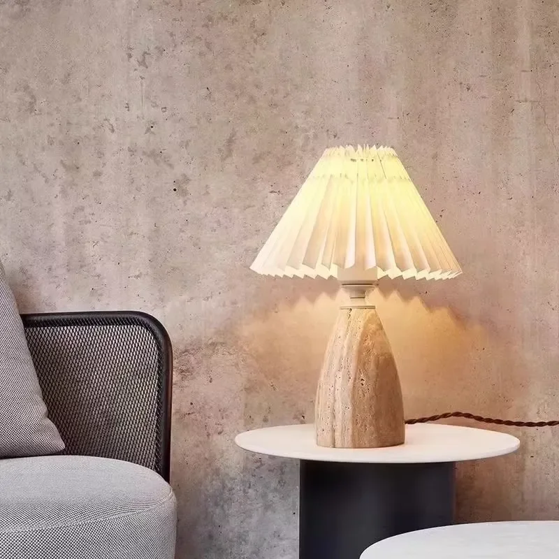 American vintage decorative desk lamp with yellow limestone for bedside tables, study or master bedroom