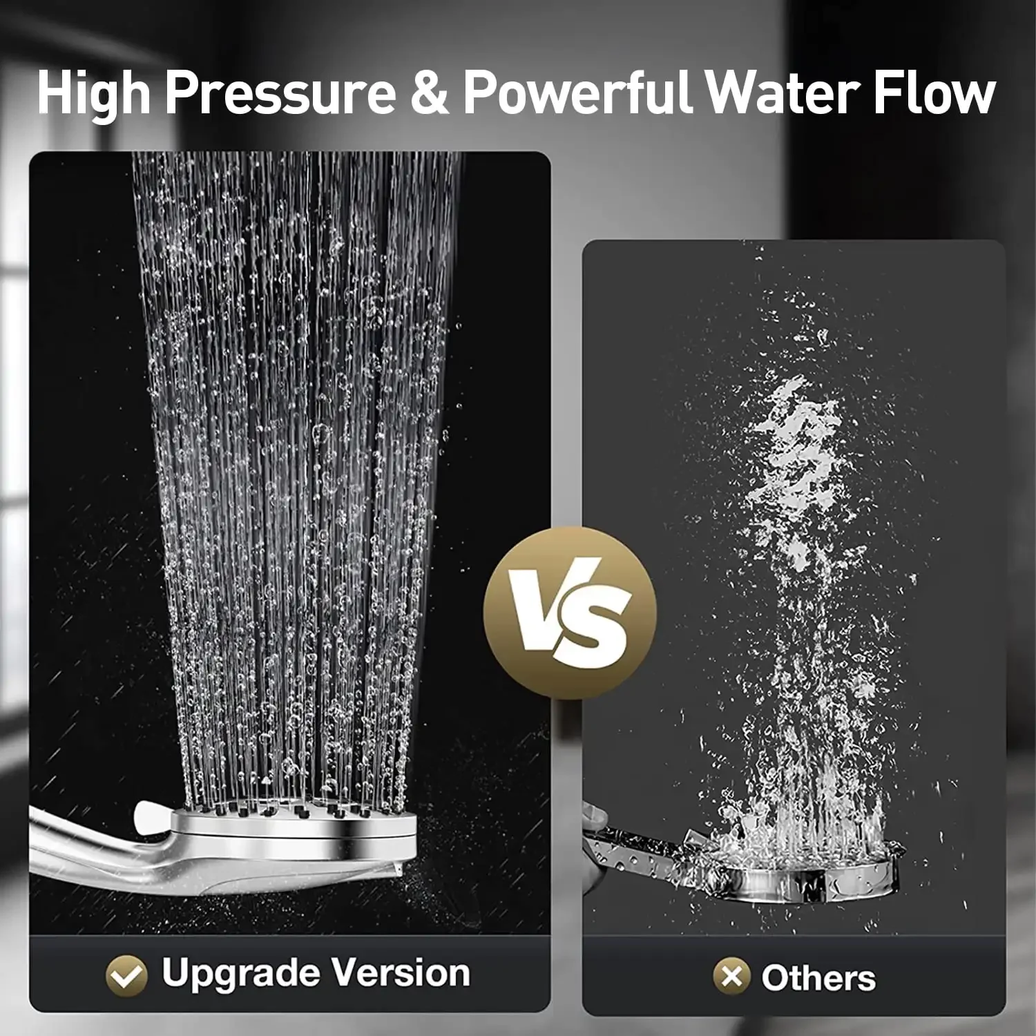 رأس دش محمول بالضغط العالي 10 أوضاع مع حامل خرطوم من الفولاذ المقاوم للصدأ مقاس 59 بوصة قابل للتعديل