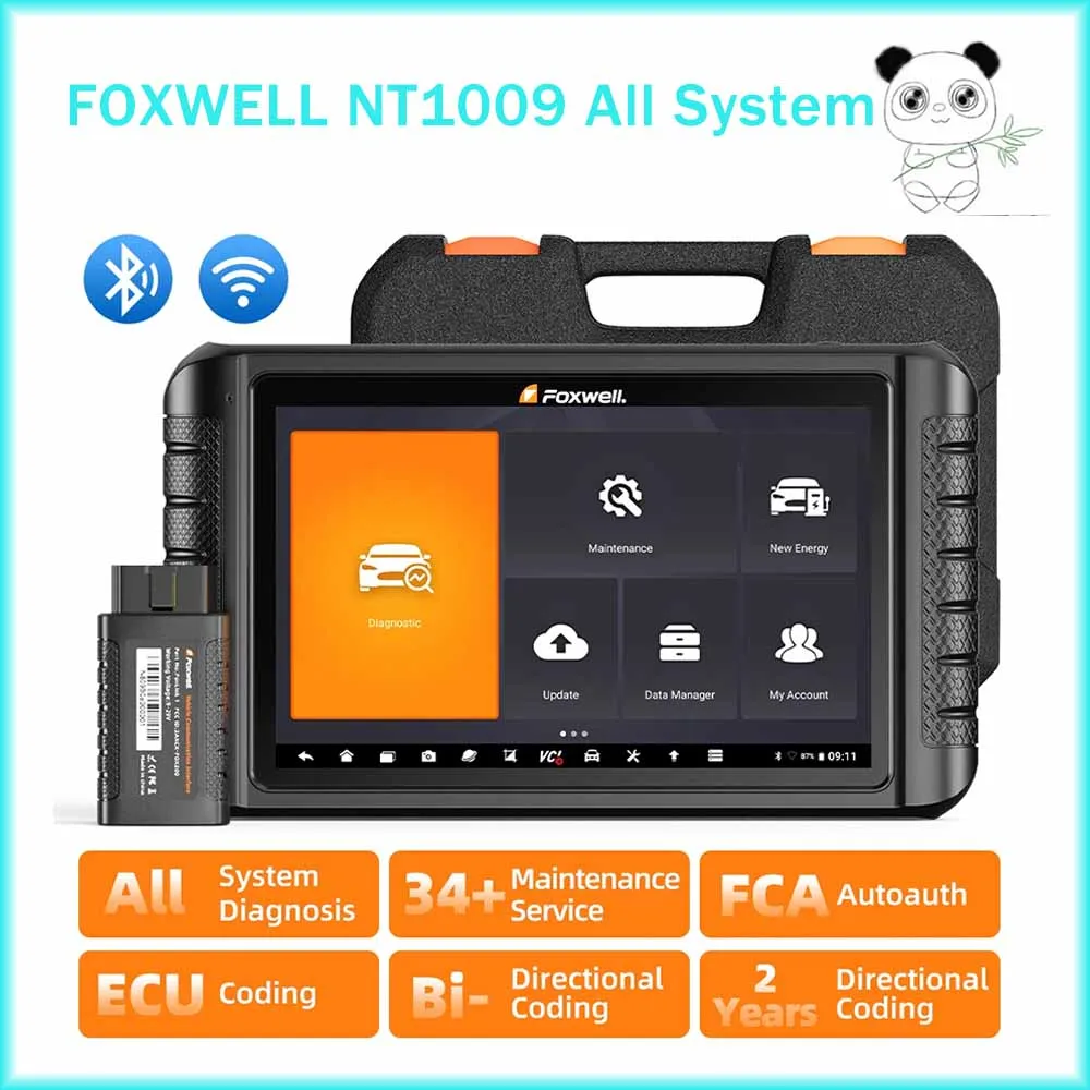 FOXWELL NT1009-OBD2 Car Diagnostic Tools, ECU Coding, Bi-Directional Control, Ignition Functions, All System