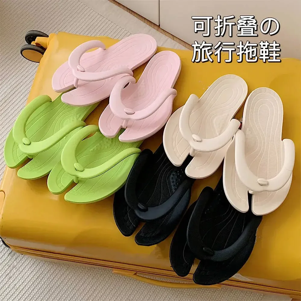 women hotel business trip portable foldable disposable slippers indoor lightweight soft bottom bath flip-flops 7044