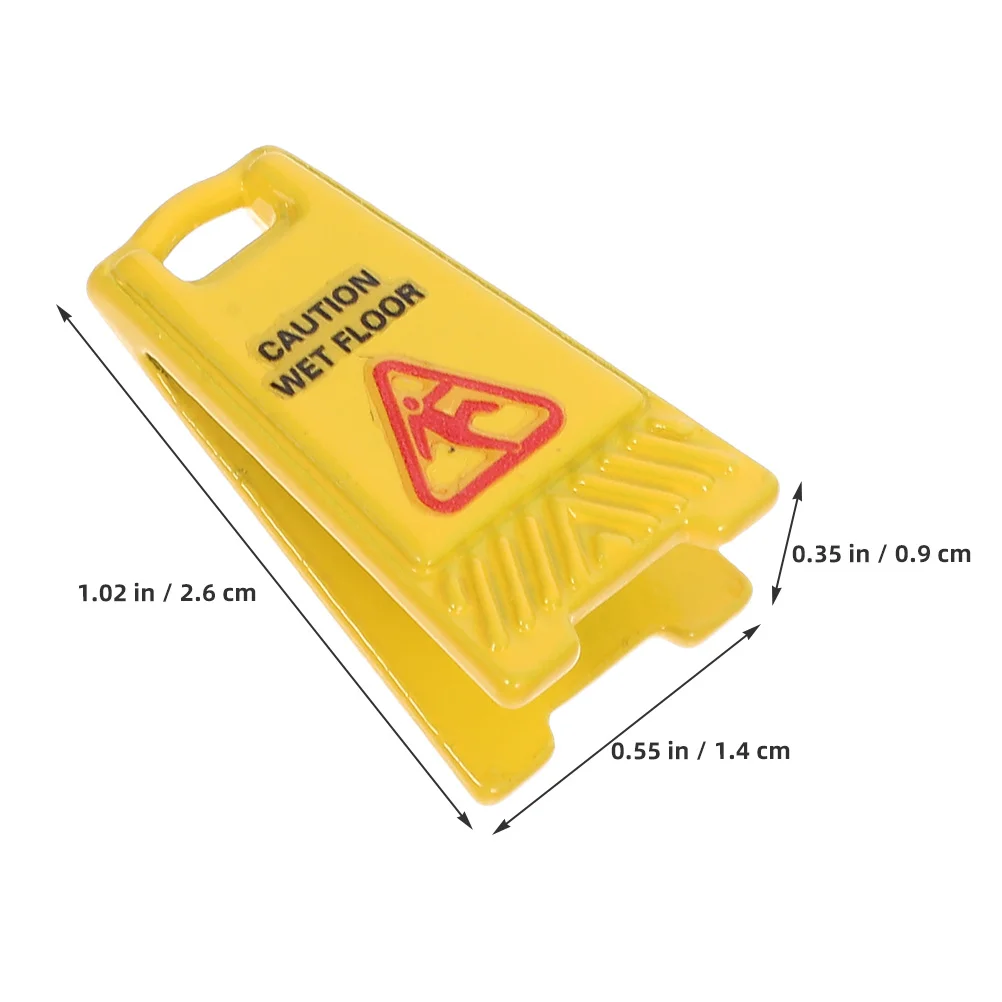 4 szt. Mini znaki ostrzegawcze: Podłoga mokra, ostrzeżenie przed poślizgiem, do domku dla lalek, bajkowego ogrodu, dioramy, plastikowe akcesoria, nie na pilota.