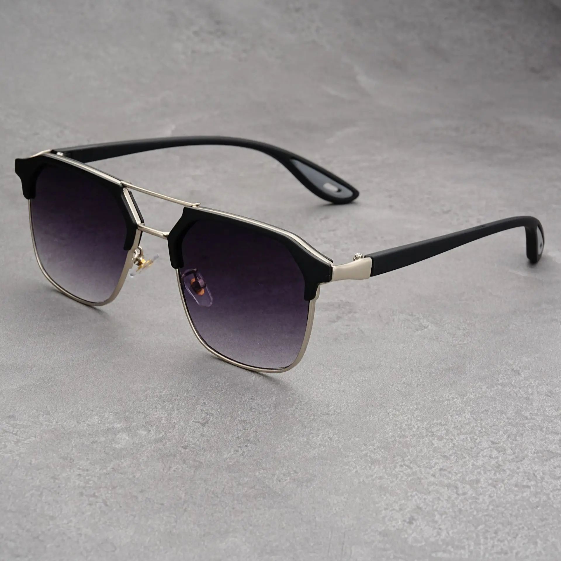 Vintage Square Sunglasses Men New Classic Double Bridge Gradient Shades Trendy Retro Brand Designer Outdoor TR90 Sun Glasses - Image 6