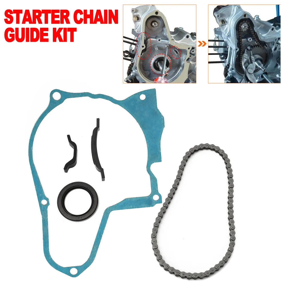 

Starter Chain & Chain Guides Set for many 4-stroke Chinese ATVs Dirt Bikes Go Karts and Scooters 50cc 70cc 90cc 100cc 110cc