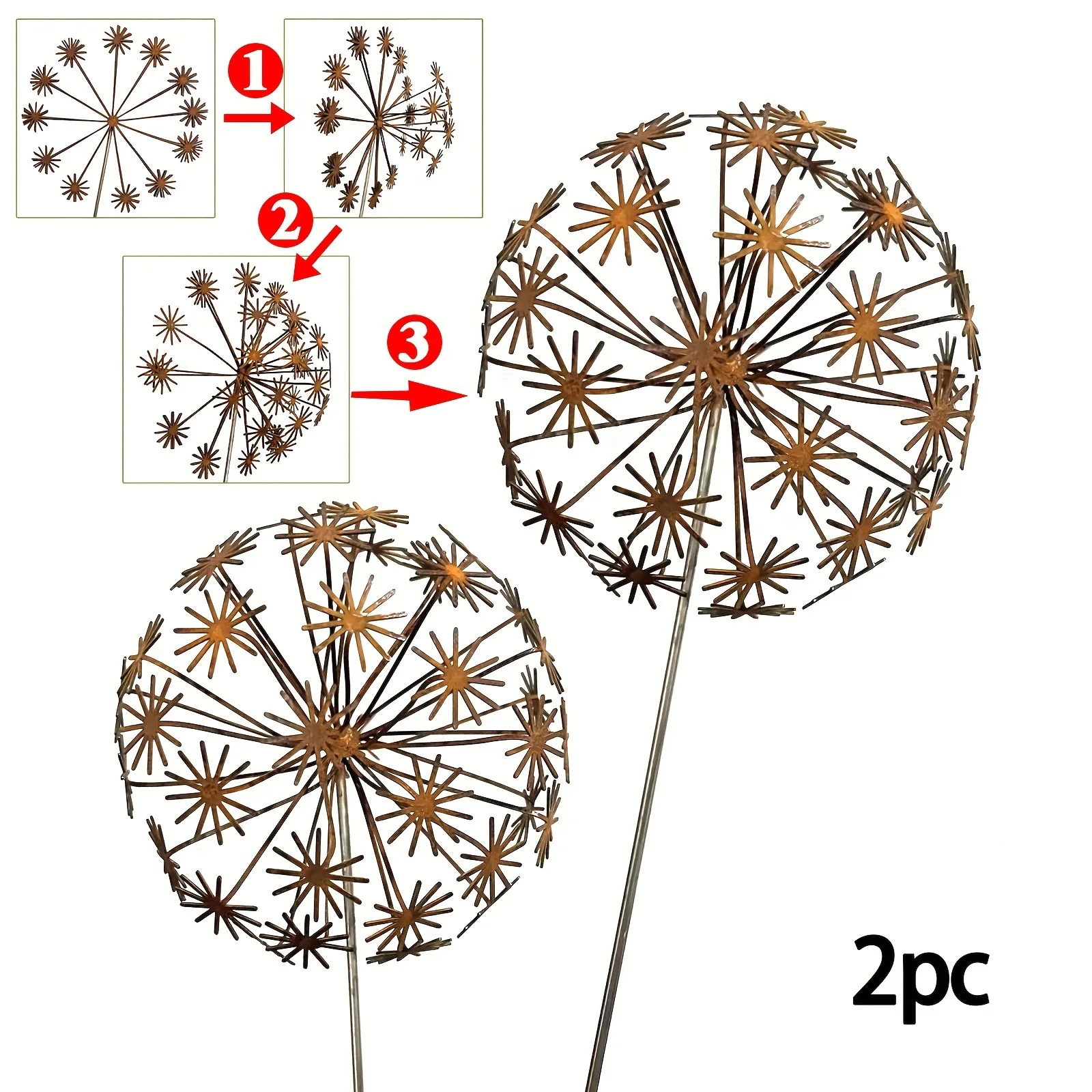 Pastoral Old Metal Plants, Garden Floor Inserts, Garden Decorations, Dandelions, Hydrangea Crafts Yard Lawn Stakes