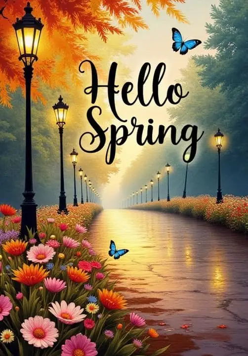 Hello Spring Garden Flag 12x18 Inch Double Sided Outdoor Yard Flag Decorations for Home, with Butterflies and Flowers, Farmh MMZ