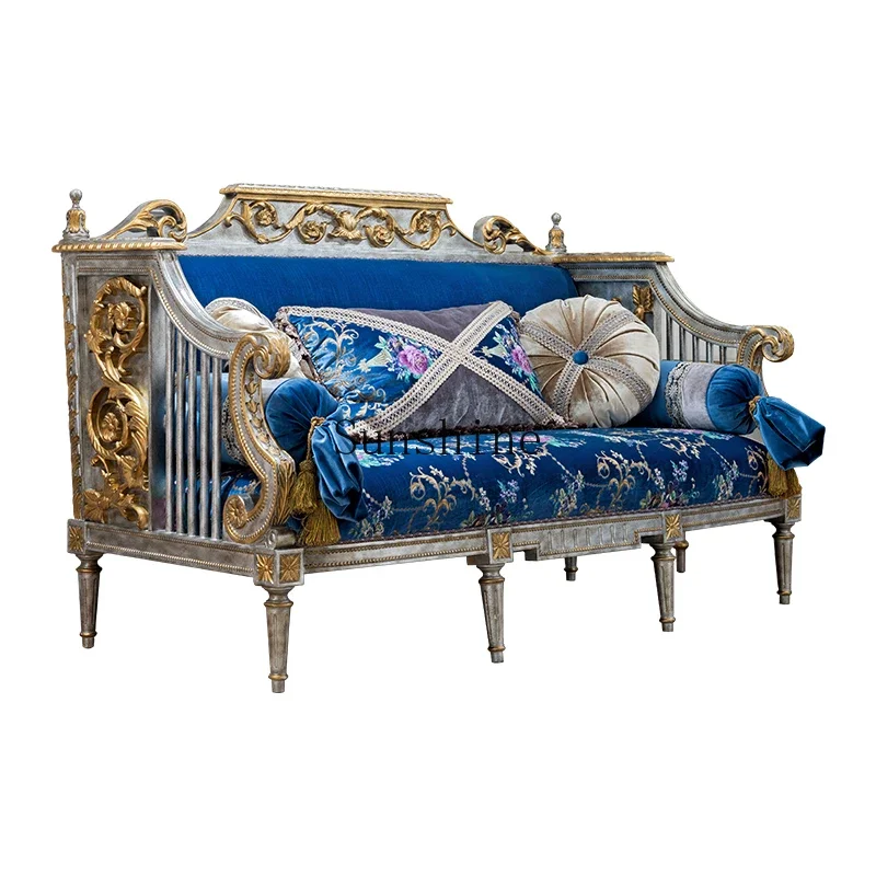 

Palace French classical high-end Rococo European solid wood fabric sofa combination high-end furniture