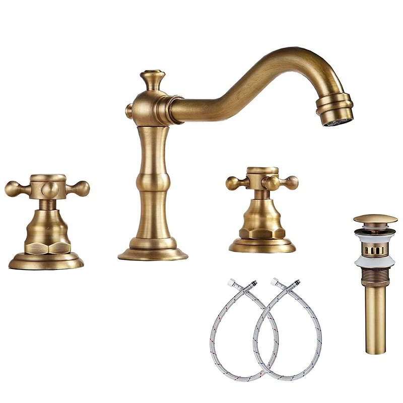 Chrome Antique Brass Basin Faucet Single Handle Mixer 360 Swivel Kitchen Faucet