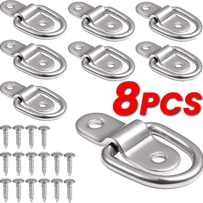 Trailers Bracket Rv Boats Pull Hook Tie down Anchors Ring Iron D-Type Stainless Steel Cargo Tie down Ring Fastener Anchor Point