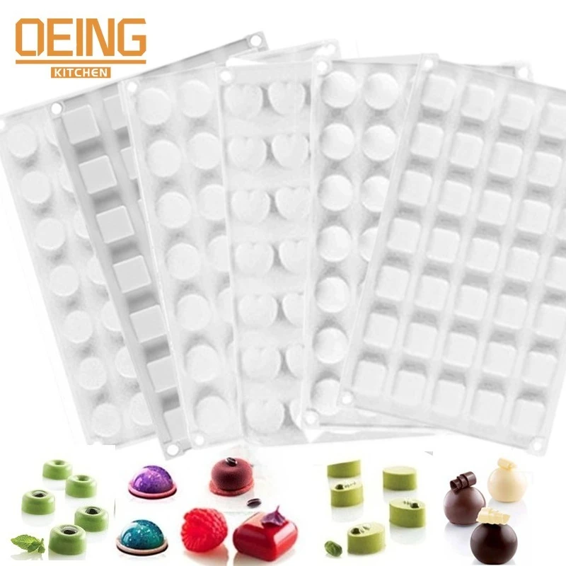 

35-Cavity Creative Round Gummy Silicone Molds for Baking Mini Semi-Circular Stone-Shaped French Mousse Chocolate Pastry Candy