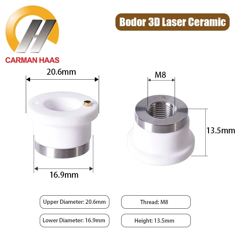 Carmanhaas Ceramic Ring BD-01A Dia 20.6mm for Bodor 3D Laser Ceramic M8 Fiber Laser Cutting Machine Head Nozzle Holder Cutter