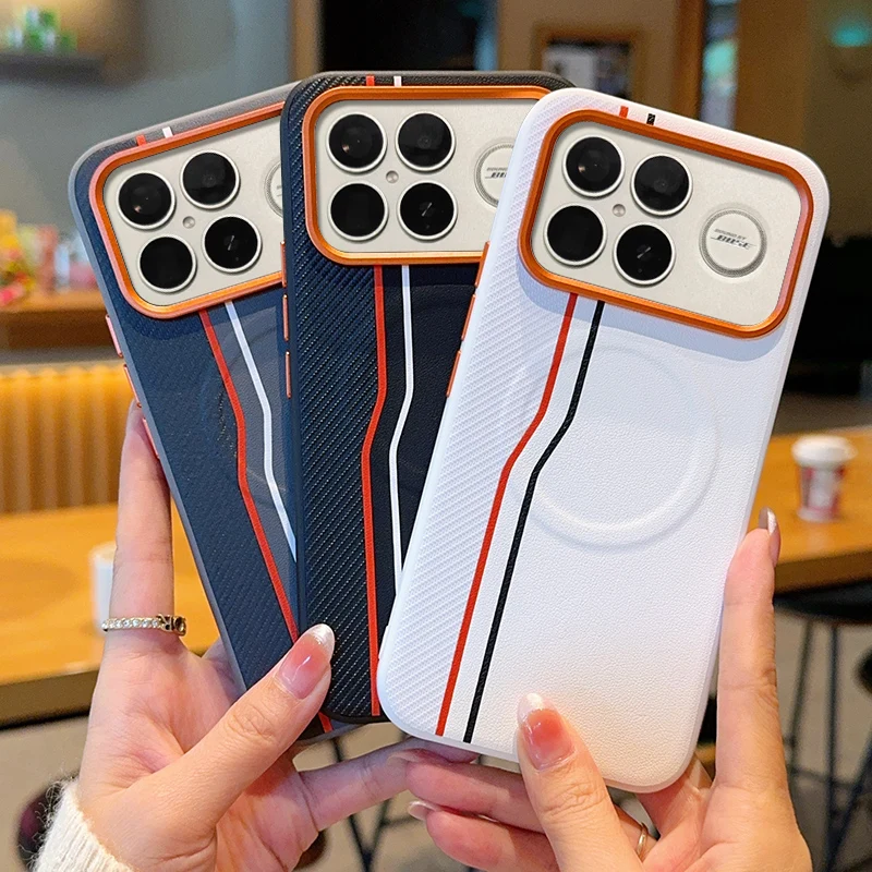 Etui na Xiaomi POCO F8 Pro F8 Ultra Luksusowe Twarde PU Magnetyczne Bezprzewodowe Ładowanie Ochronne Plecki na Telefon Redmi K90 Pro Max — zdjęcie produktu 2