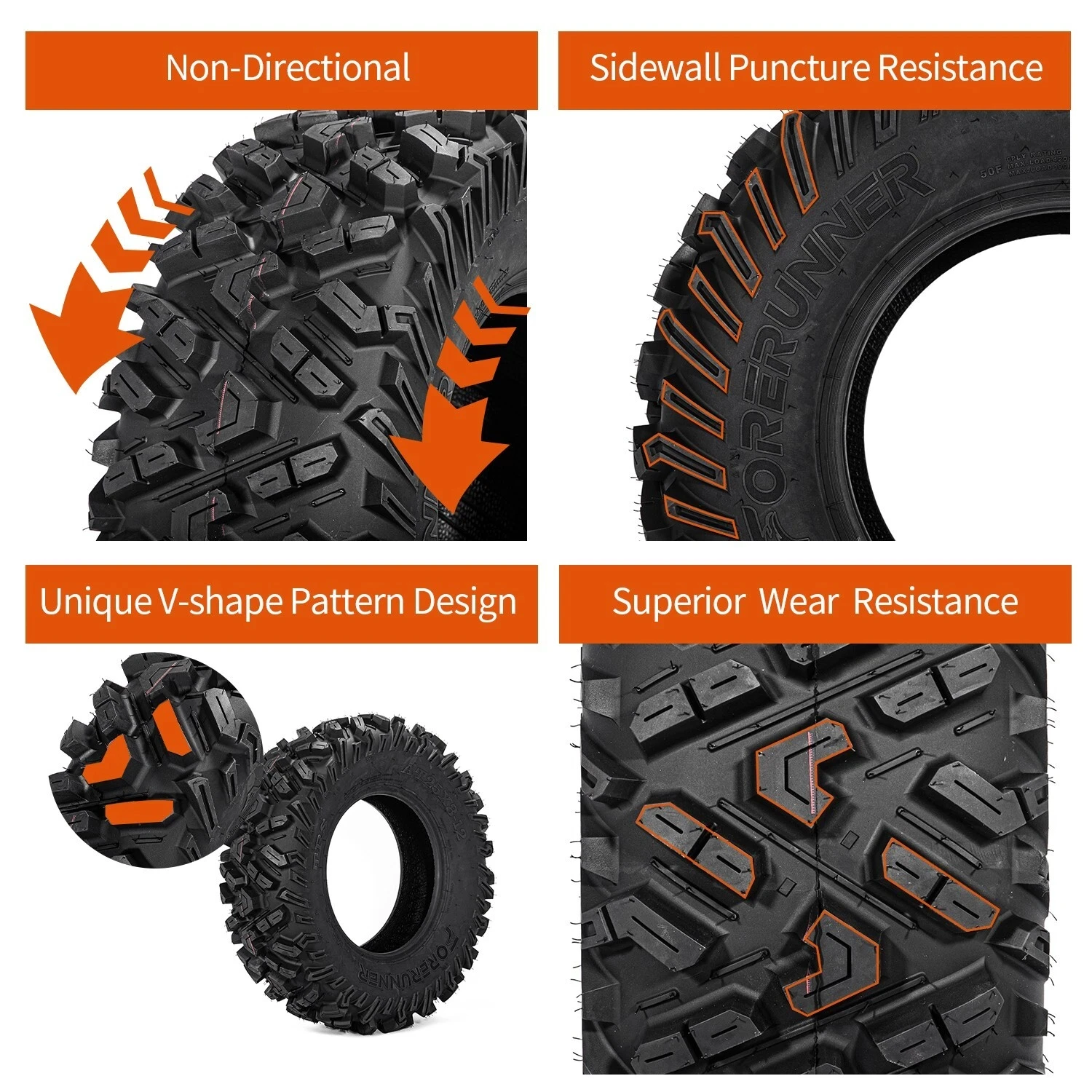 Set 4 25x10-12 25x8-12 6PR ATV UTV Tires 25x8x12 25x10x12 All Terrain Heavy Duty Motorcycle - view 6