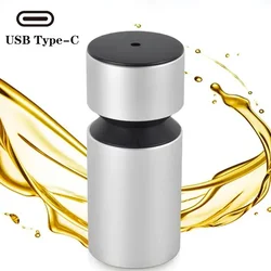 Waterless Essential Oil Fragrance Diffuser USB Rechargeable Nebulizing Diffuser For Aromatherapy Car Air Freshener Silver