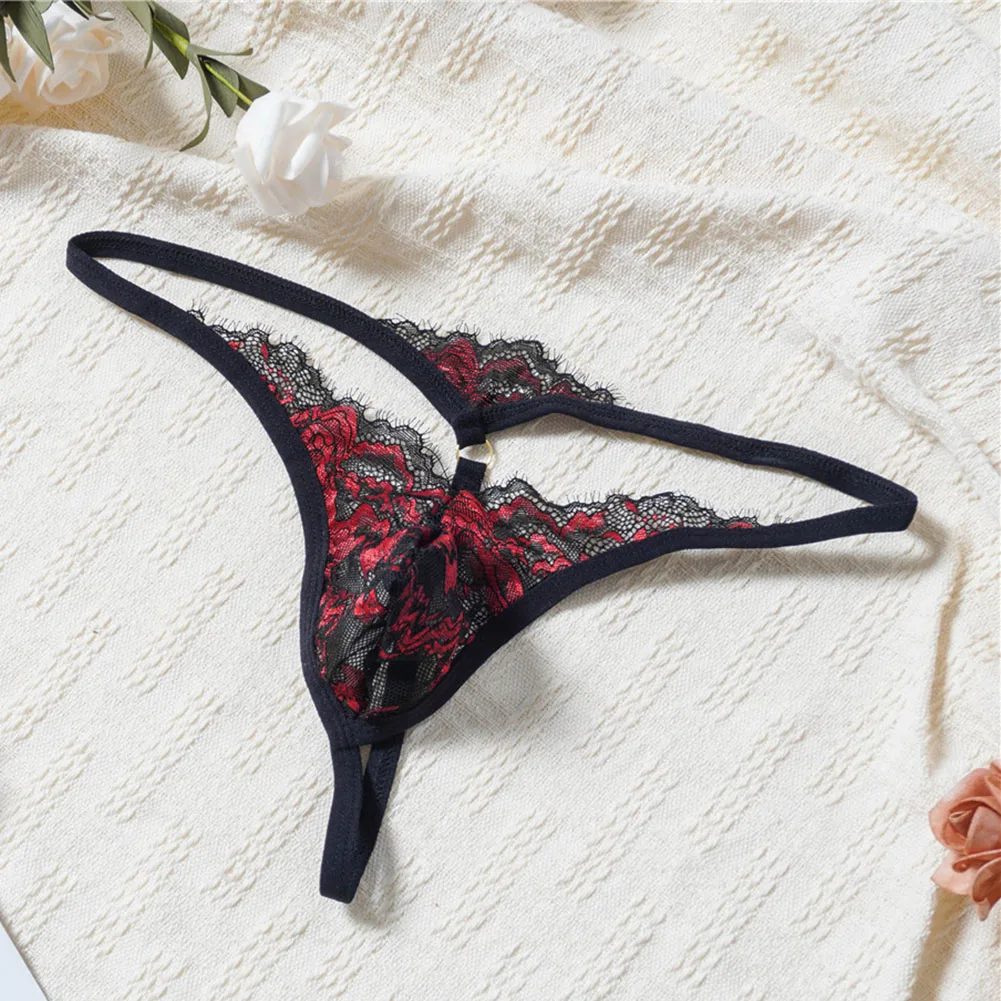 Men Lace Mesh Couple Life Underwear Bulge Pouch G-String Printing Low Rise Panties Hollow Out Thongs Men's Underpants Fashion