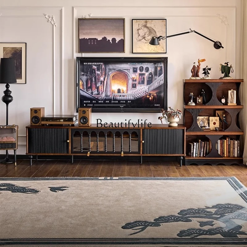 

Medieval TV cabinet French retro living room storage locker integrated