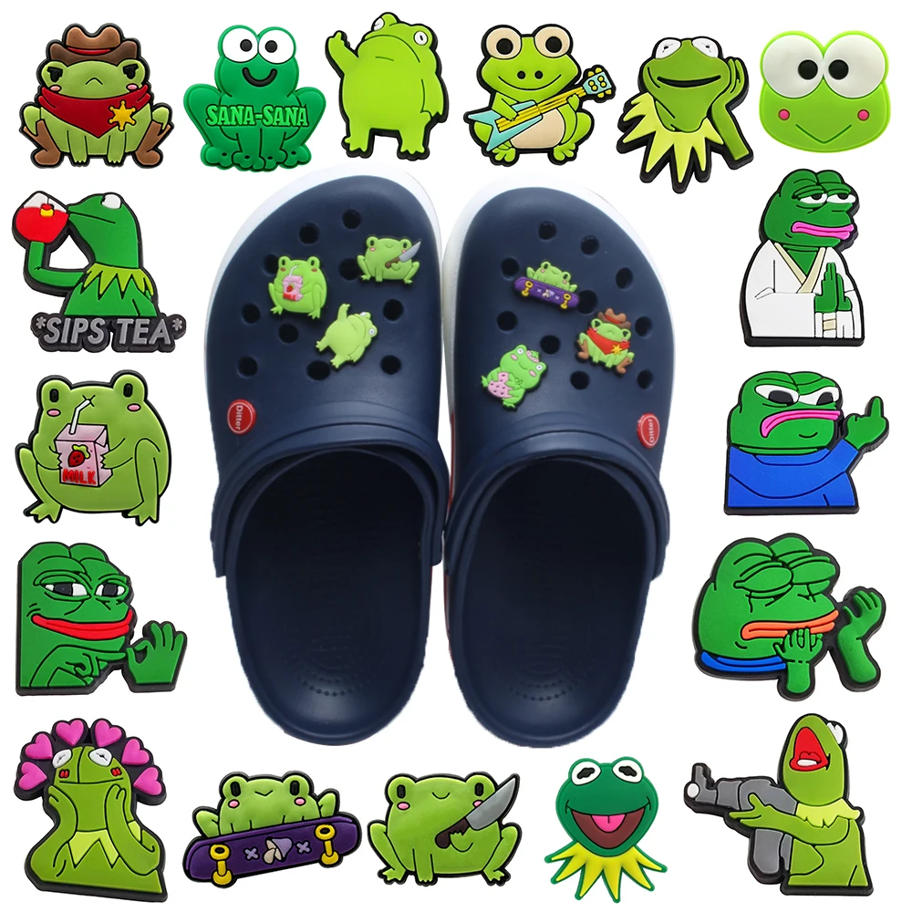 Crying Frog1PCS Set Frog Style Series PVC Shoe Charms Buckles Button Slipper Accessories Ornament Xmas Gift