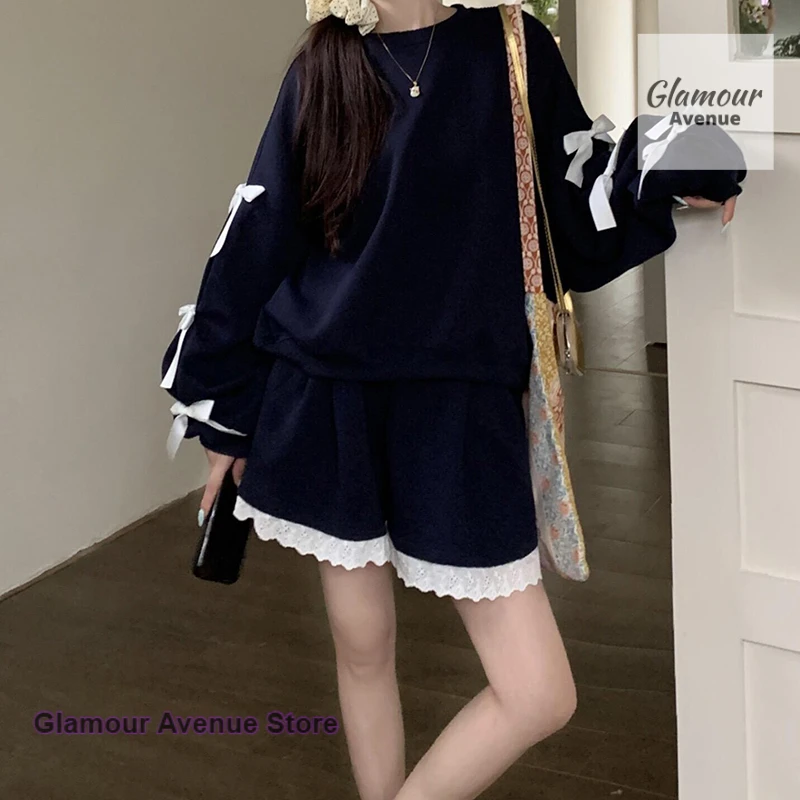 

Korean style fashion design relaxed Joker bow round neck long sleeve sweater women's spring and autumn new casual Joker top.