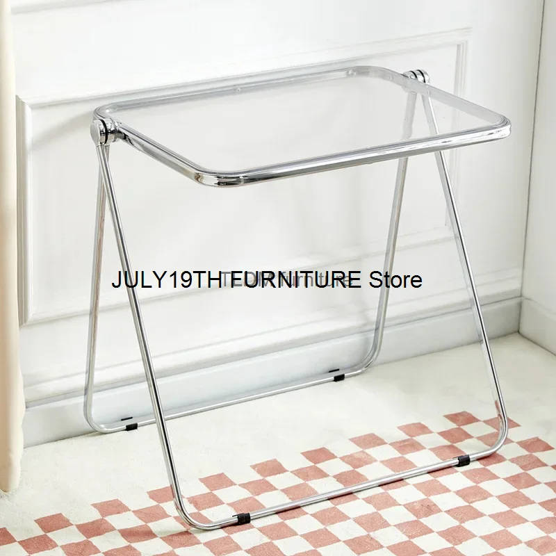 Ins Style Transparent Folding Table Acrylic Bedroom Balcony Table and Chair Combination Modern Simple Portable Table Furniture