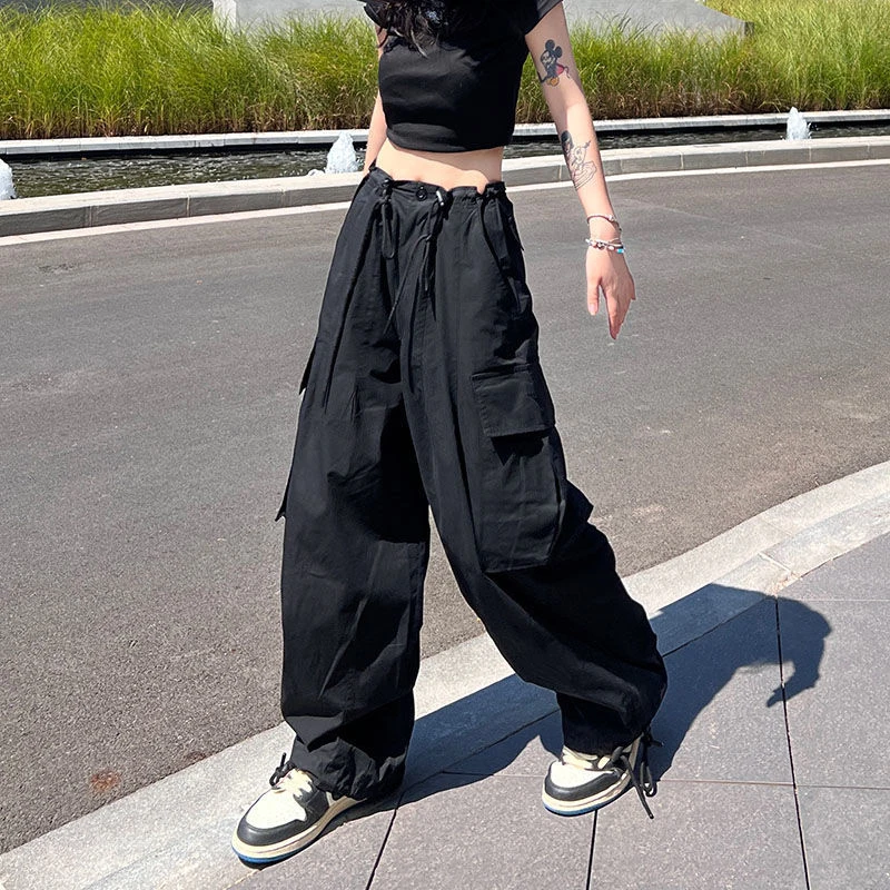 Y2K Cargo spodnie damskie oversize spodnie dresowe z szerokimi nogawkami Streetwear wysoki stan workowate joggersy Harajuku Hip Hop na co dzień spodnie sportowe