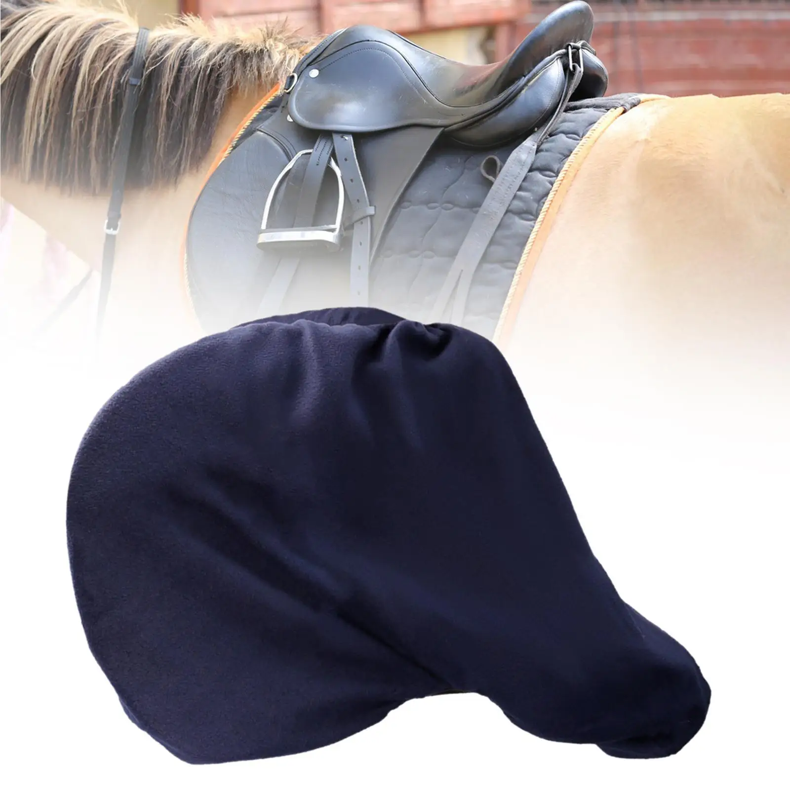 غطاء سرج الحصان، أربطة مرنة من الصوف، غلاف قابل للغسل، عملي ومحمول ومريح ومقاوم للغبار، غطاء حماية للسرج #4