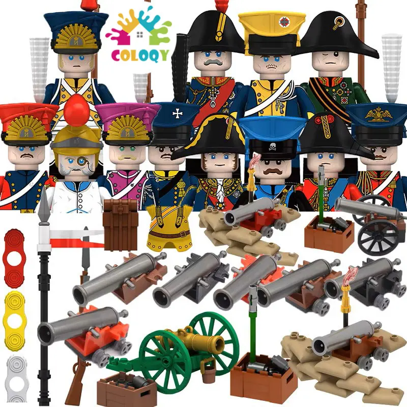

Средневековые солдаты Наполеоновской войны, фигурки военных MOC, строительные блоки, рыцари, британские французские фьюильские винтовки, детские игрушки B08