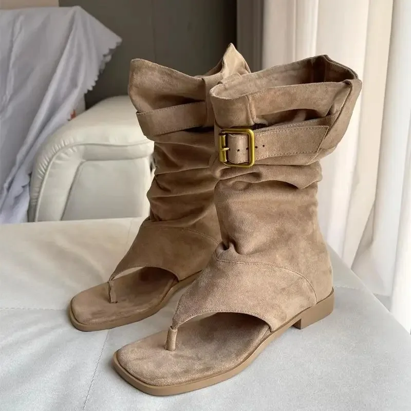 New Fashion Women Shoes Designer Clip Toe Flats Sandals 2026 Summer Trend Trouser Women's Sandals Retro Street Style Shoes Boot
