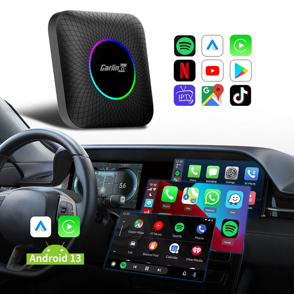 

Carlinkit 8G+128GB Android 13 System carplay android auto portable wireless android carplay Youtobe Netflix car play box