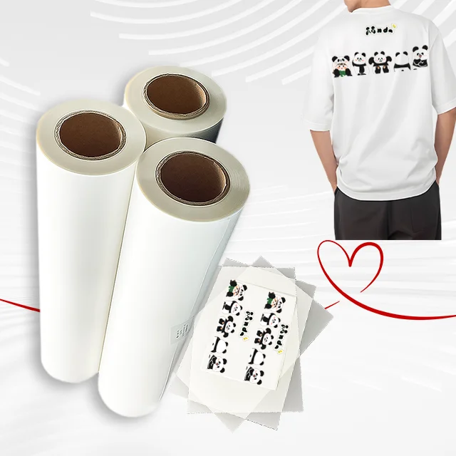 عالية الجودة 60 سنتيمتر 30 سنتيمتر 80 سنتيمتر 60 سنتيمتر * 100 متر 75U الوجهين DTF PET الطباعة المطبوعة نقل لفة فيلم ل DTF قميص الطابعة