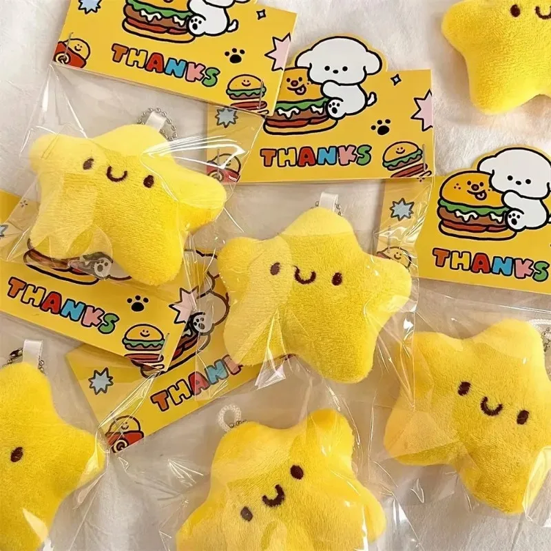 Cute Stars Plush Toy Keychain Girls Fluffy Soft Cute Backpack Bag Pendant Practical Mini Yellow Keychain Charms Keychains Gifts image 4