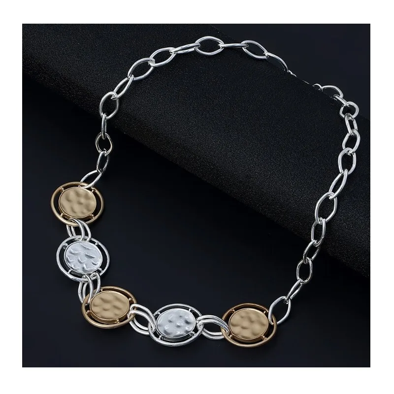 

Popular Women's Metal Foreign Trade Round High-end Simple Jewelry Retro Collarbone Short Necklace